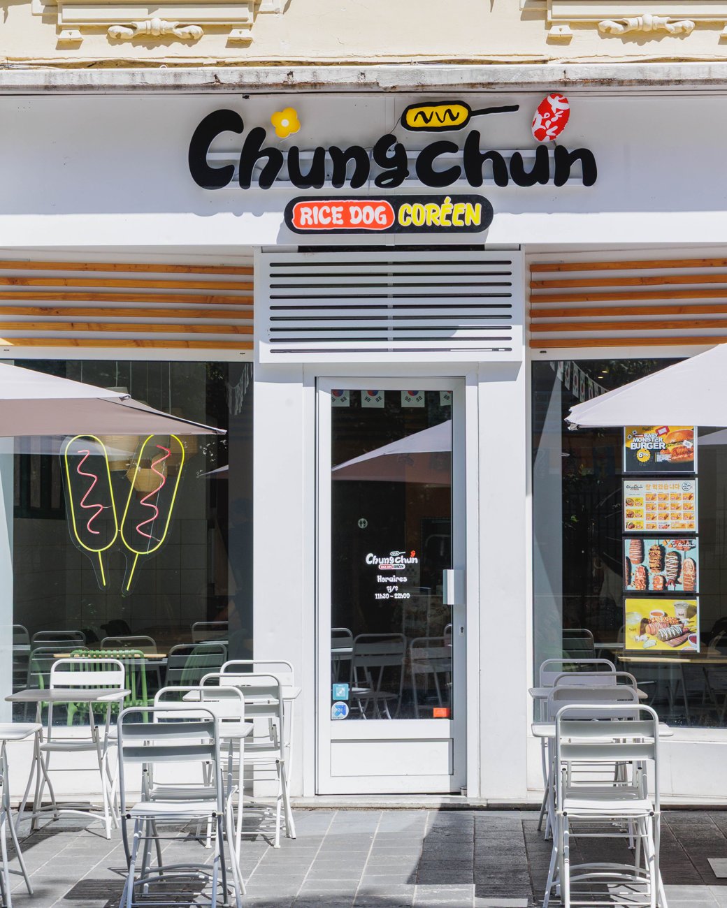 Devanture du restaurant Chungchun à Nice, enseigne Rice Dog Coréen, 4 Rue de Suisse